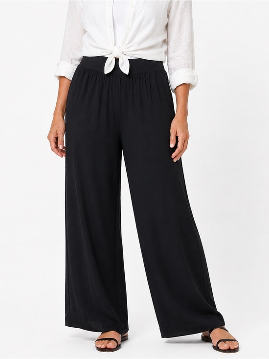 Peruvian Connection Pants - Peruvian Connection Pants Size XL Black Wide Leg Pima Cotton Modal High Rise